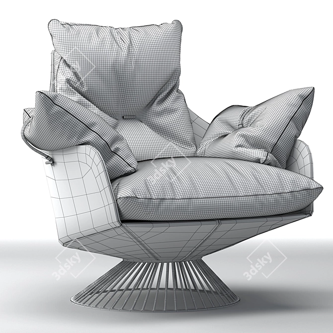 Luxury Glossy Accent Chair 3D model image 3