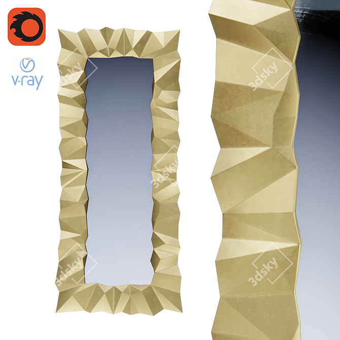 Gilded Mirror with Asymmetric Facets 3D model image 1