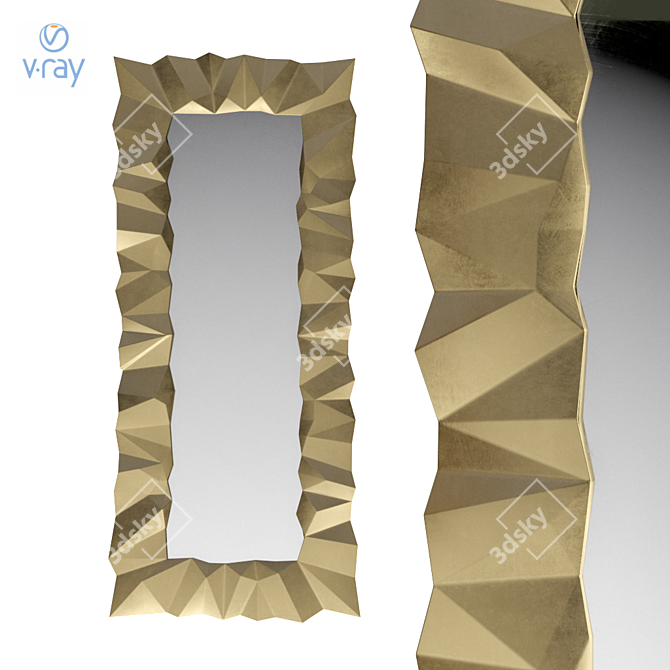 Gilded Mirror with Asymmetric Facets 3D model image 3