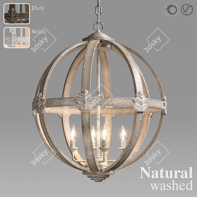 Spence Pendant | Restoration Hardware | Wooden Pendant Light 3D model image 1