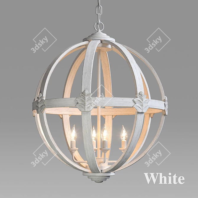 Spence Pendant | Restoration Hardware | Wooden Pendant Light 3D model image 2