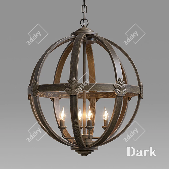 Spence Pendant | Restoration Hardware | Wooden Pendant Light 3D model image 3