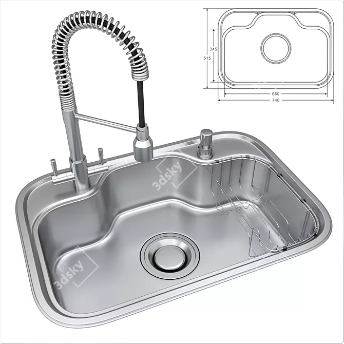 DS740 Luxury Sink with Mixer 3D model image 1