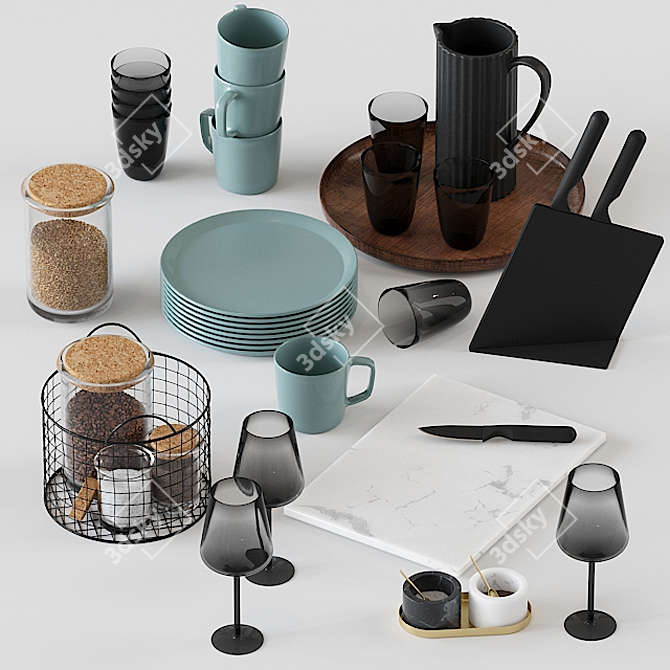 Stylish Kitchen Decor Set - H&M 3D model image 1