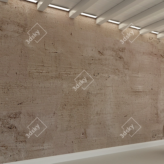 Aged Stucco Concrete Wall 3D model image 3