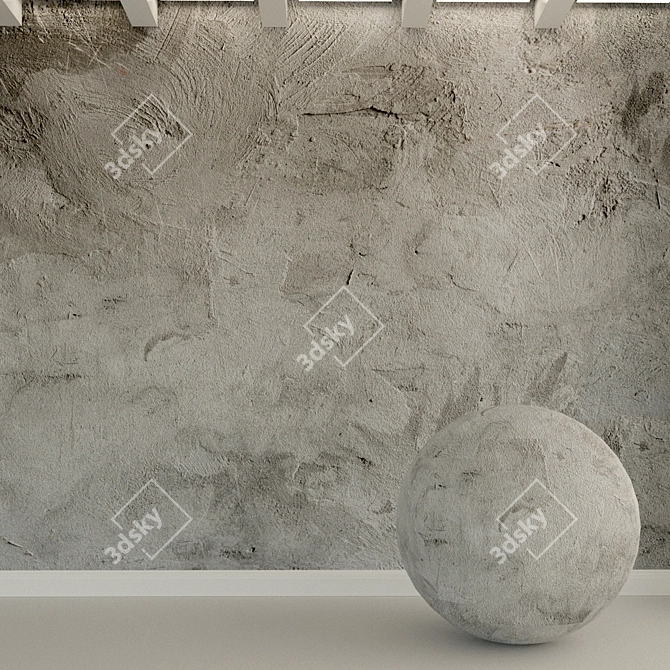 Vintage Concrete Wall Texture 3D model image 1