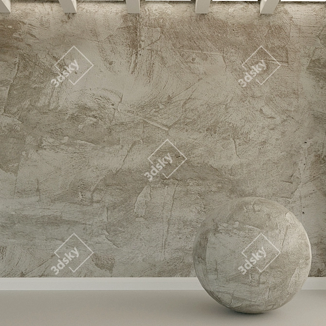 Vintage Concrete Wall Texture 3D model image 1