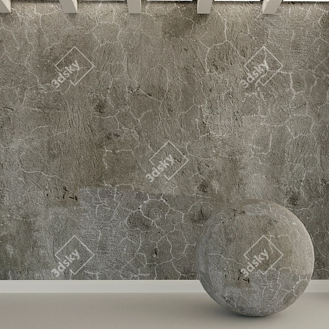 Retro Loft Concrete Wall 3D model image 1