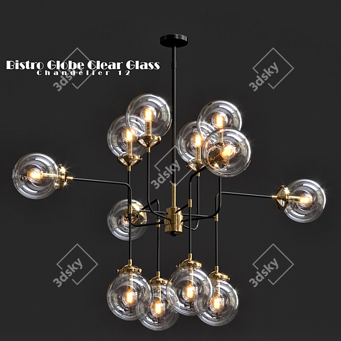 Elegant Clear Glass Chandelier 3D model image 1