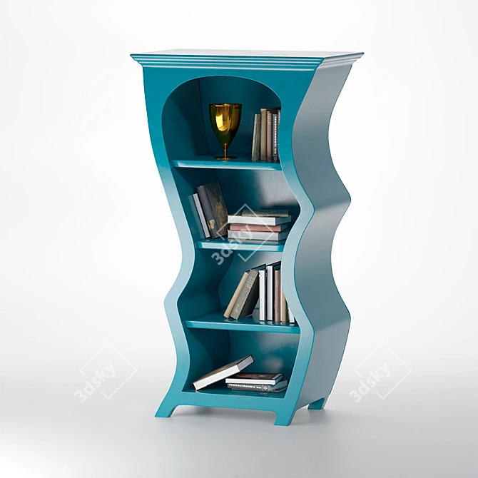 Flowing Curves Bookcase: Ample Storage & Artistry 3D model image 1