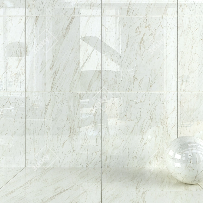 Elegant Cremo Delicato Marble Wall Tiles 3D model image 1