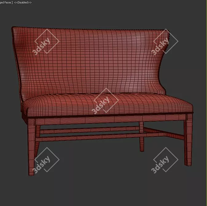 Elegant Upholstered Bench 3D model image 3