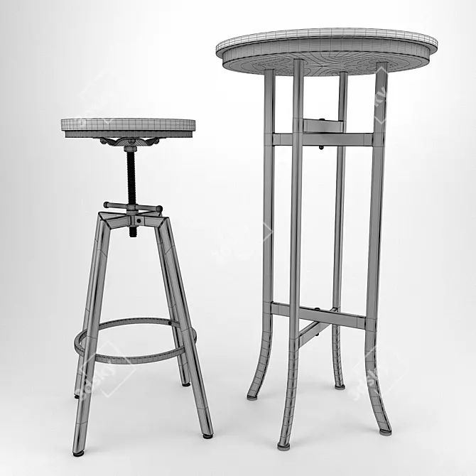 Sleek Modern Bar Stool Set 3D model image 3