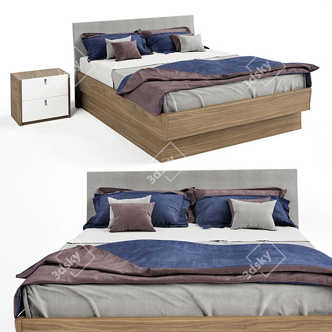 Sleek Arabeska Bed by Alples 3D model image 1