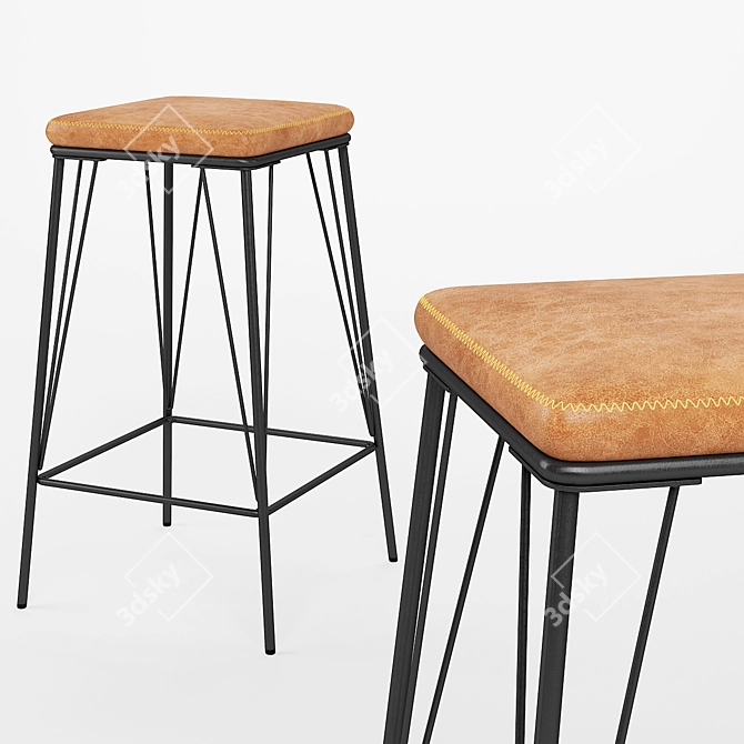 Modern Gunmetal Bar Stool Set 3D model image 1