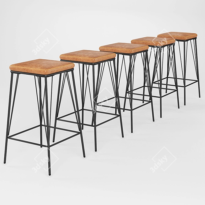 Modern Gunmetal Bar Stool Set 3D model image 3