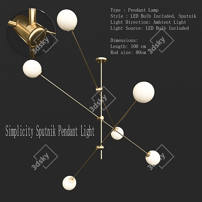 Minimalist Sputnik Pendant Light 3D model image 1