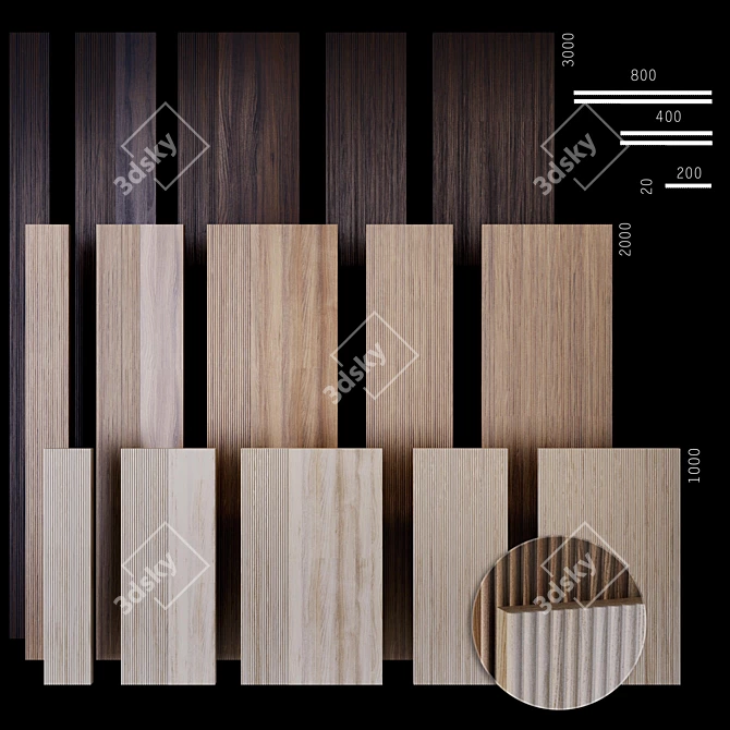 Rustic Corrugated Wood Panels 3D model image 1