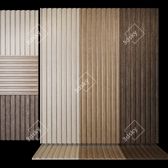 Rustic Wood Corrugated Panels 3D model image 2