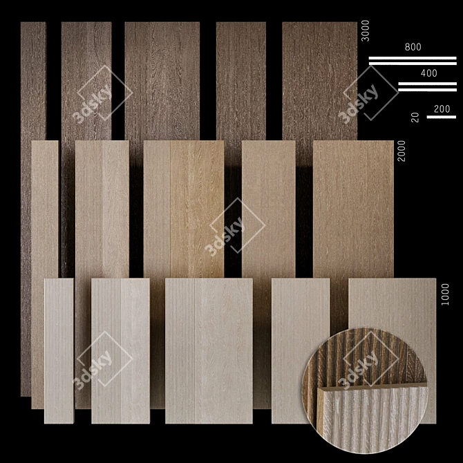 Rustic Wood Wall Panels 3D model image 1
