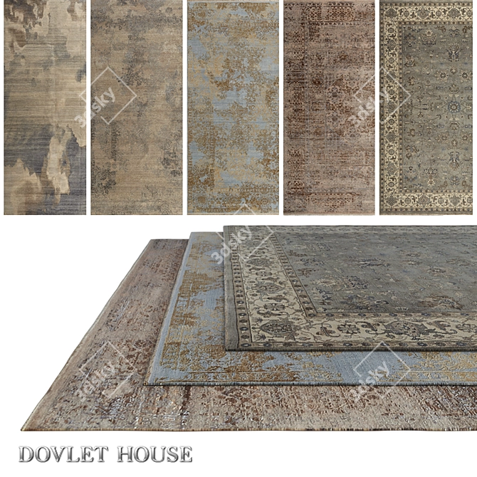 Luxurious DOVLET HOUSE Carpets - Set of 5 (Part 434) 3D model image 1
