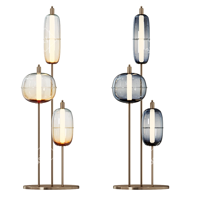 Elegant Moirai Trio Floor Lamp 3D model image 1