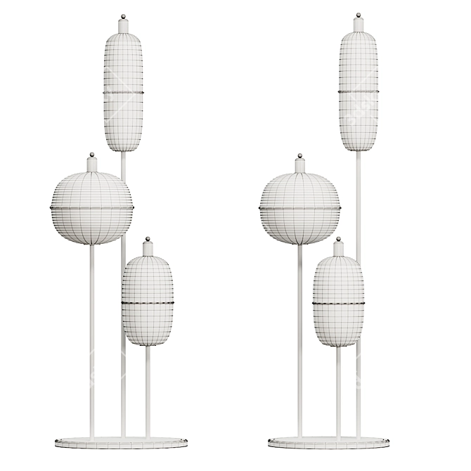 Elegant Moirai Trio Floor Lamp 3D model image 2