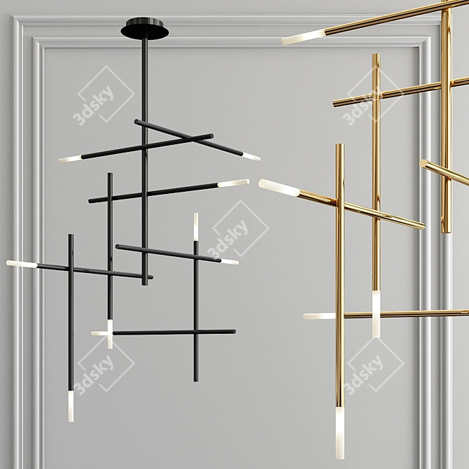 Elegant Glass Pendant Lighting 3D model image 1