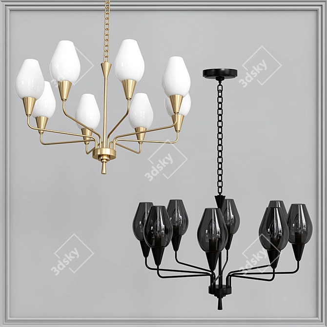 Viola 8-Lamp Chandelier 3D model image 1