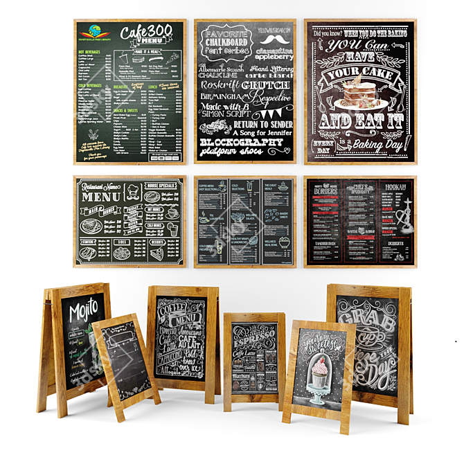 Versatile Chalkboard Set 3D model image 1