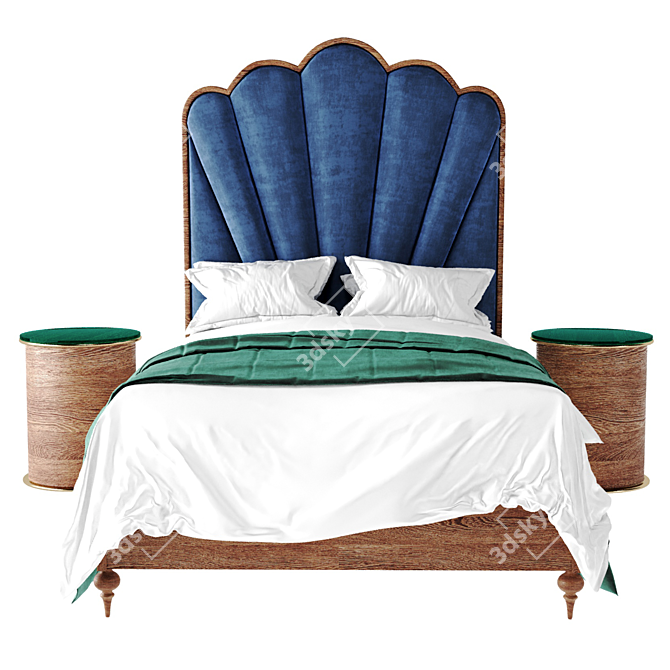 Sofia Bed: Elegant Geometry, Luxurious Comfort 3D model image 2