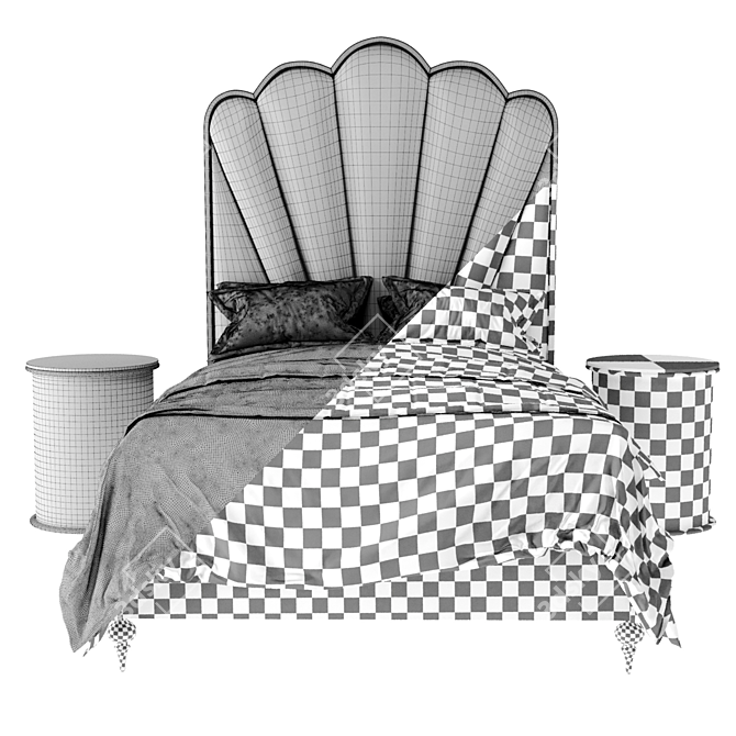 Sofia Bed: Elegant Geometry, Luxurious Comfort 3D model image 3