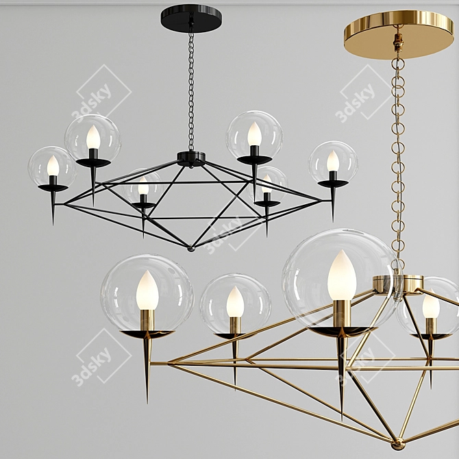 Rowan Gold Chandelier: Handcrafted Elegance 3D model image 1