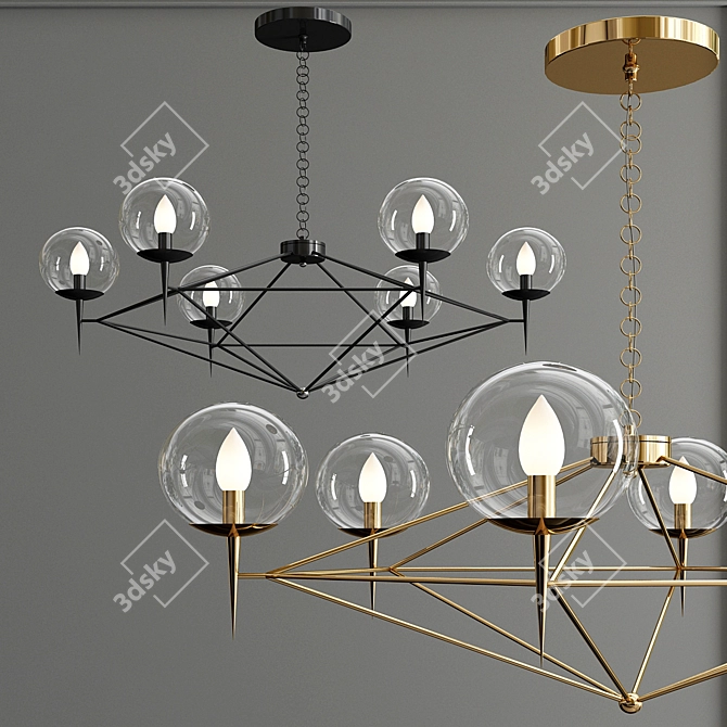 Rowan Gold Chandelier: Handcrafted Elegance 3D model image 2