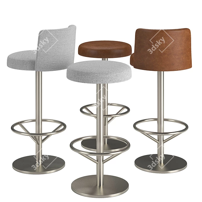 Sayer Swivel Backless Barstool 3D model image 2