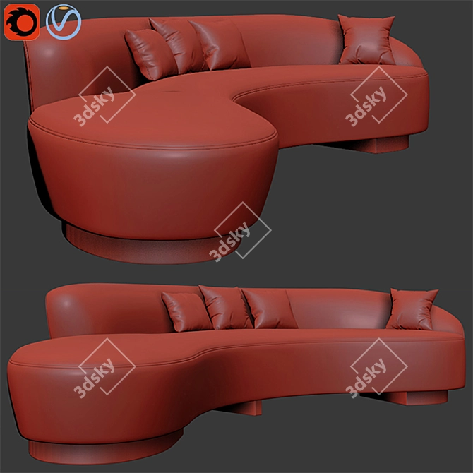 Sleek Serpentine & Curvy Vladimir Sofas 3D model image 3