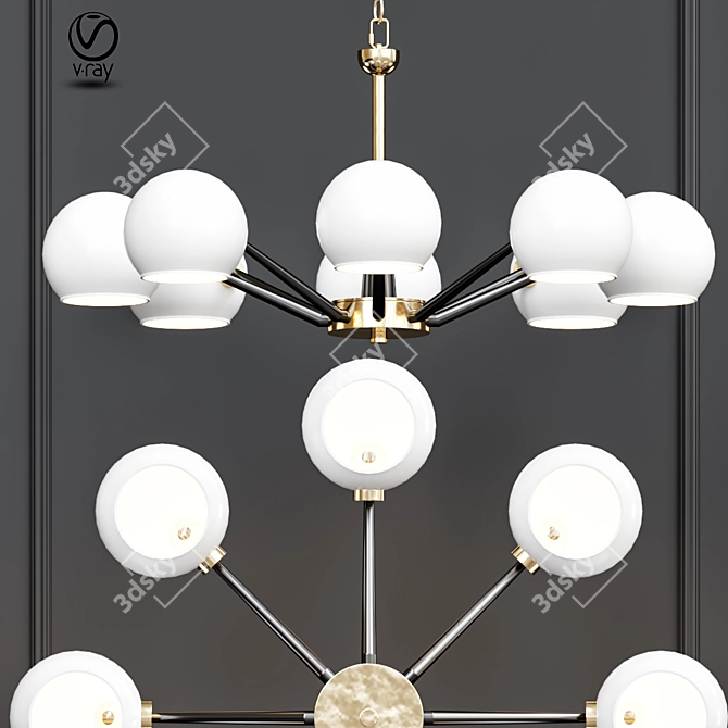 Elegant White Glass Thalia Chandelier 3D model image 1