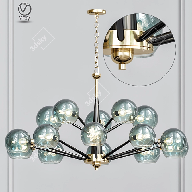 Thalia Blue Glass Chandelier 3D model image 1