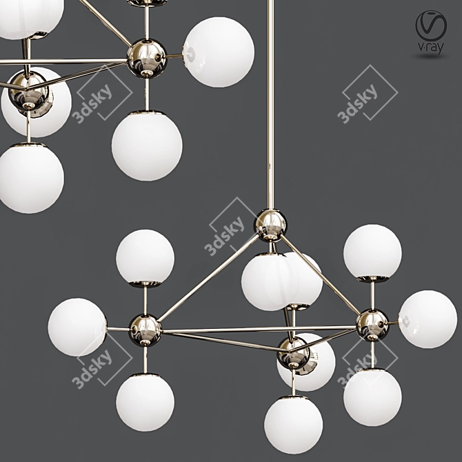 Elegant Modo White Glass Chandelier 3D model image 1