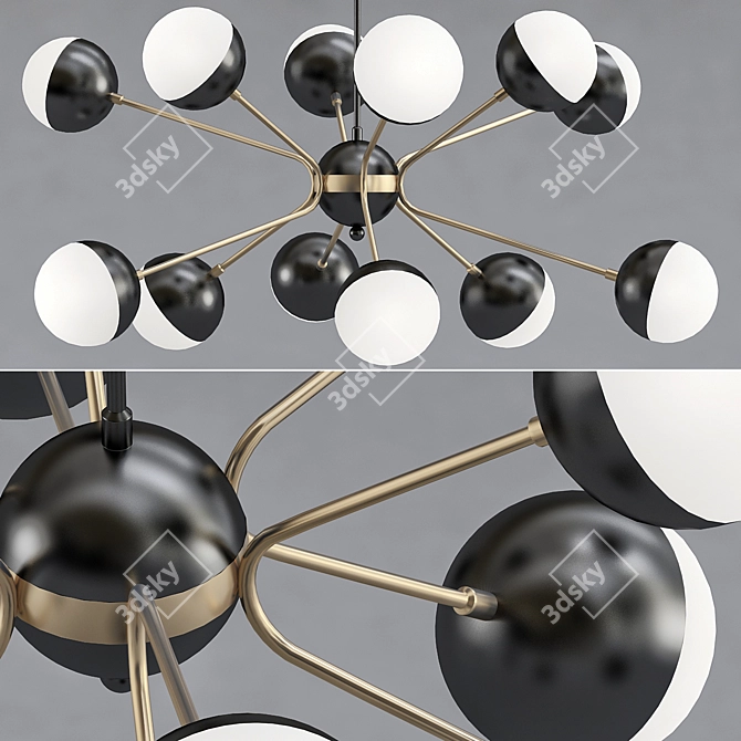 Vintage Orb Chandelier 1950 3D model image 1