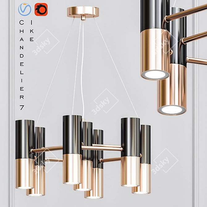 Modern IKE Chandelier: Sleek & Stylish 3D model image 1