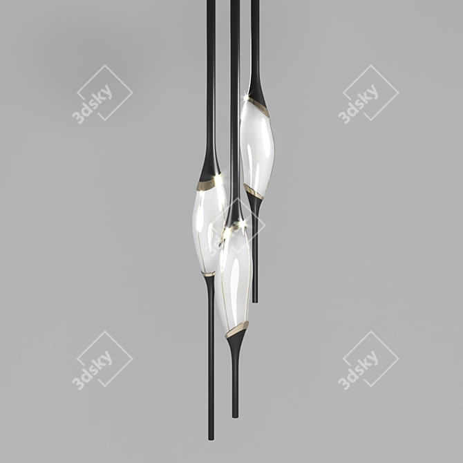  Contemporary Black Metal Pendant Light 3D model image 1