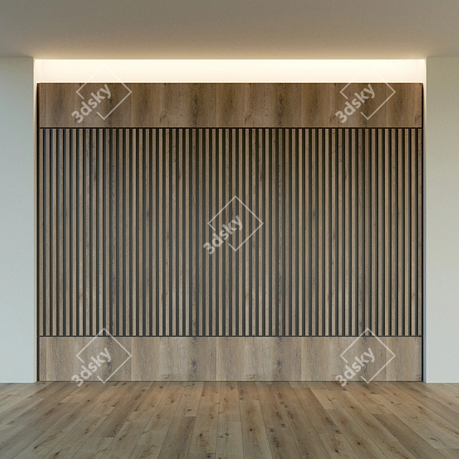 Wooden 3D Wall Panel - Decorative and Versatile 3D model image 2