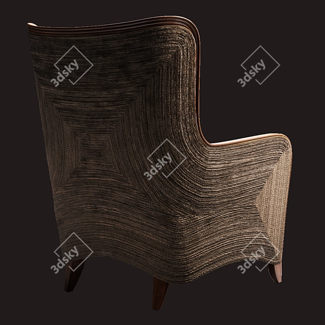 Kingston Wing Chair: Refined Elegance in Natural Rattan 3D model image 2