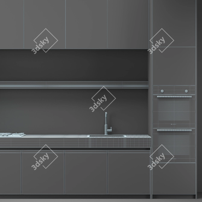 Sleek Black Kitchen Design 3D model image 2