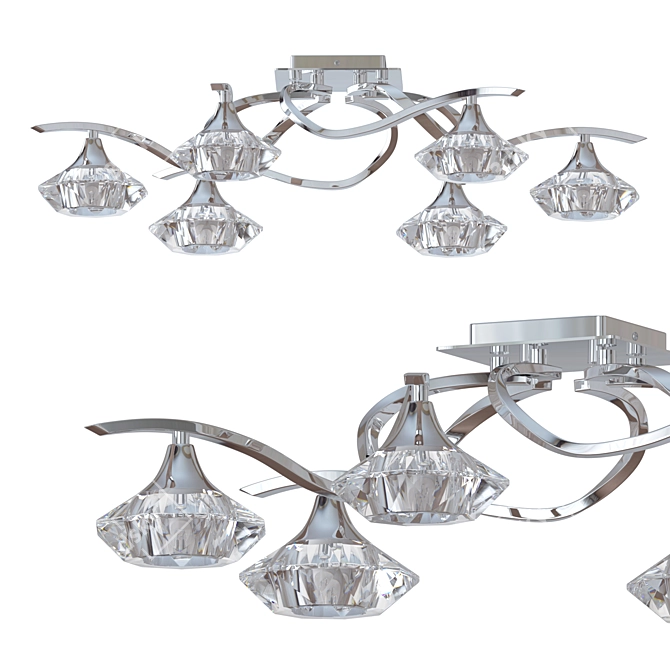 Tesalli VI: Elegant Chrome and Crystal Ceiling Light 3D model image 1