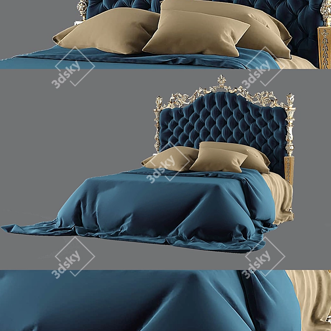 Elegant Classic Bed 3D model image 1