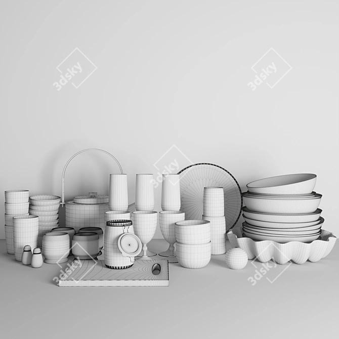 5-Piece Kitchen Accessory Set 3D model image 2