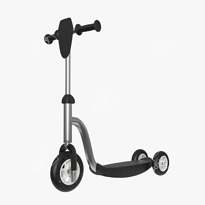 Sleek Kids Black Scooter 3D model image 1