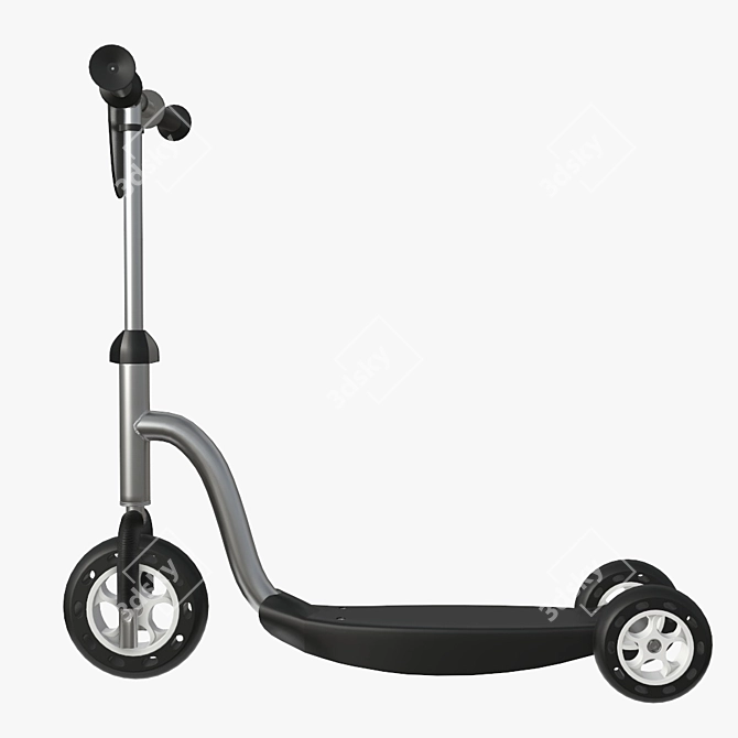 Sleek Kids Black Scooter 3D model image 2